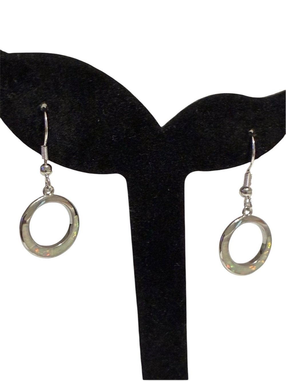 Vintage Sterling Silver Open Circle Drop Earrings - Silver